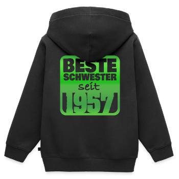 1957 - Kinder Premium Organic Zip Hoodie - Schwarz - Hinten - AI Model Kid Male (0cm)