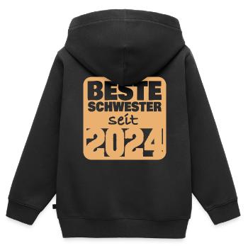 2024 - Kinder Premium Organic Zip Hoodie - Schwarz - Hinten - AI Model Kid Male (0cm)