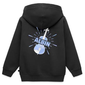 Geschenk für Albin - Kinder Premium Organic Zip Hoodie - Schwarz - Hinten - AI Model Kid Male (0cm)