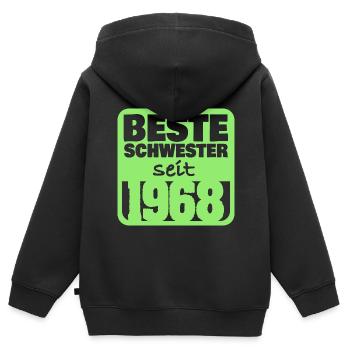 Geschwister 1968 - Kinder Premium Organic Zip Hoodie - Schwarz - Hinten - AI Model Kid Male (0cm)
