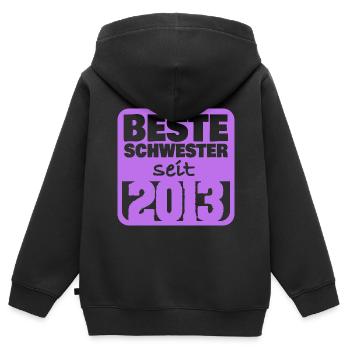 Geschwister 2013 - Kinder Premium Organic Zip Hoodie - Schwarz - Hinten - AI Model Kid Male (0cm)