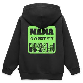 1985 - Kinder Premium Organic Zip Hoodie - Schwarz - Hinten - AI Model Kid Male (0cm)
