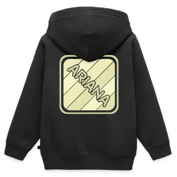 Nom de la fille Ariana - Sweat Premium à capuche zippé enfant bio - noir - Dos - AI Model Kid Male (0cm)