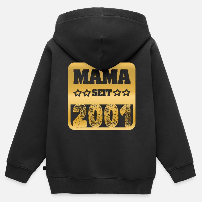 Maman 2001 - Sweat Premium à capuche zippé enfant bio - noir