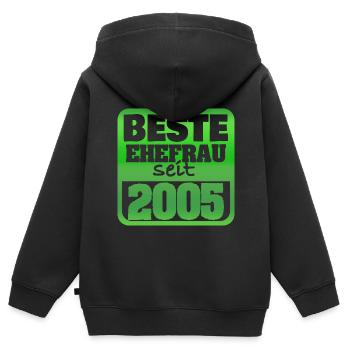 Femme 2005 - Sweat Premium à capuche zippé enfant bio - noir - Dos - AI Model Kid Male (0cm)