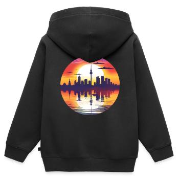 Horizon d’Iserlohn - Sweat Premium à capuche zippé enfant bio - noir - Dos - AI Model Kid Male (0cm)