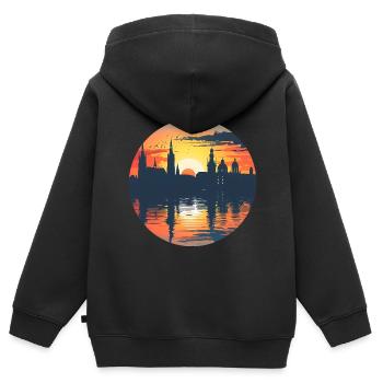 Jena Skyline - Kinder Premium Organic Zip Hoodie - Schwarz - Hinten - AI Model Kid Male (0cm)