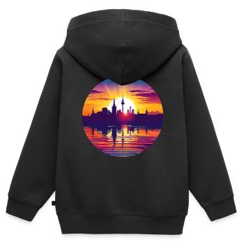 Ligne d’horizon de Kassel - Sweat Premium à capuche zippé enfant bio - noir - Dos - AI Model Kid Male (0cm)