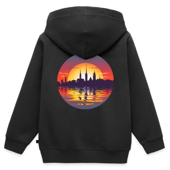Ligne d’horizon de Kiel - Sweat Premium à capuche zippé enfant bio - noir - Dos - AI Model Kid Male (0cm)