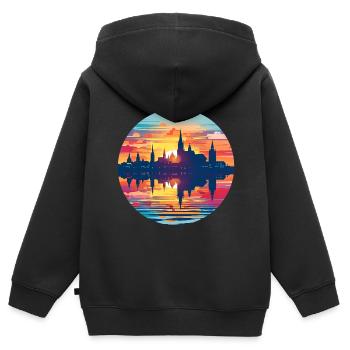 Ligne d’horizon de Mayence - Sweat Premium à capuche zippé enfant bio - noir - Dos - AI Model Kid Male (0cm)