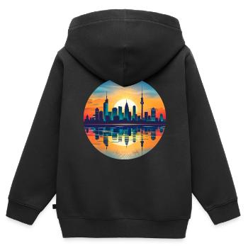 Leverkusen Skyline - Kinder Premium Organic Zip Hoodie - Schwarz - Hinten - AI Model Kid Male (0cm)