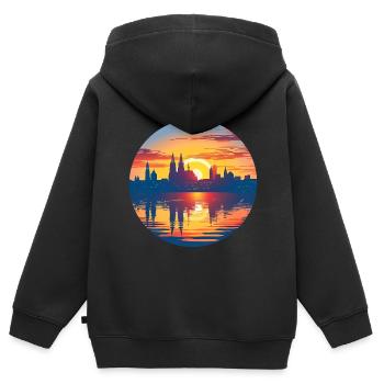 Magdeburg Skyline - Kinder Premium Organic Zip Hoodie - Schwarz - Hinten - AI Model Kid Male (0cm)