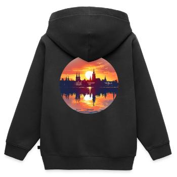 Ligne d’horizon de Nuremberg - Sweat Premium à capuche zippé enfant bio - noir - Dos - AI Model Kid Male (0cm)