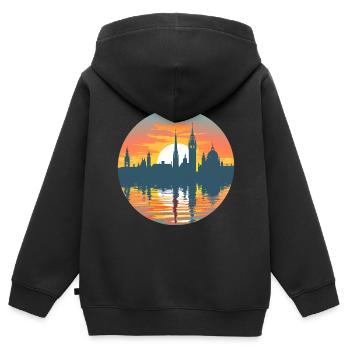Oldenburg Skyline - Kids Premium Organic Zip-up Hoodie - black - Back - AI Model Kid Male (0cm)