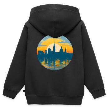 Ligne d’horizon de Potsdam - Sweat Premium à capuche zippé enfant bio - noir - Dos - AI Model Kid Male (0cm)