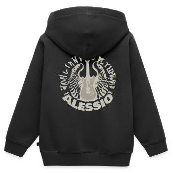 Geschenk für Alessio - Kinder Premium Organic Zip Hoodie - Schwarz - Hinten - AI Model Kid Male (0cm)