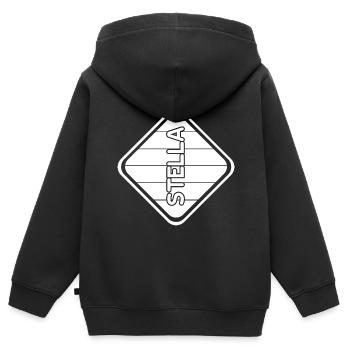 Cadeau pour Stella - Sweat Premium à capuche zippé enfant bio - noir - Dos - AI Model Kid Male (0cm)