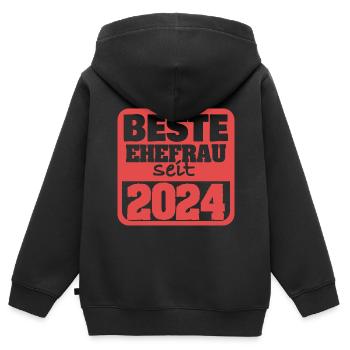 Ehe 2024 - Kinder Premium Organic Zip Hoodie - Schwarz - Hinten - AI Model Kid Male (0cm)