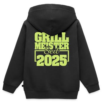 Grillbesteck 2025 - Kinder Premium Organic Zip Hoodie - Schwarz - Hinten - AI Model Kid Male (0cm)