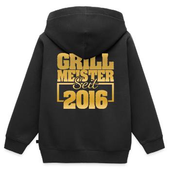 Grillen 2016 - Kinder Premium Organic Zip Hoodie - Schwarz - Hinten - AI Model Kid Male (0cm)