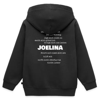 Sprueche Joelina - Kinder Premium Organic Zip Hoodie - Schwarz - Hinten - AI Model Kid Male (0cm)