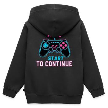 Appuyez sur Start pour continuer - Contrôleur Retro Neon - Sweat Premium à capuche zippé enfant bio - noir - Dos - AI Model Kid Male (0cm)