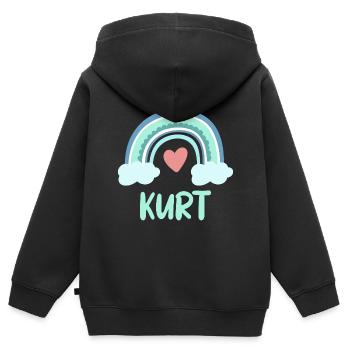 Kurt Name Regenbogen Baby - Kinder Premium Organic Zip Hoodie - Schwarz - Hinten - AI Model Kid Male (0cm)