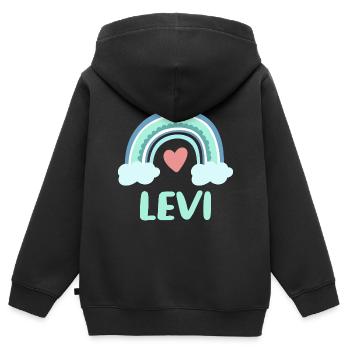 Levi Nom Rainbow Baby - Sweat Premium à capuche zippé enfant bio - noir - Dos - AI Model Kid Male (0cm)