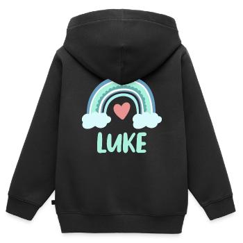 Luke Name Regenbogen Baby - Kinder Premium Organic Zip Hoodie - Schwarz - Hinten - AI Model Kid Male (0cm)