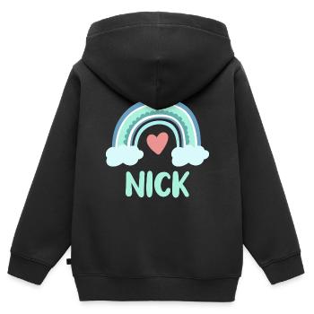 Surnom Rainbow Baby - Sweat Premium à capuche zippé enfant bio - noir - Dos - AI Model Kid Male (0cm)