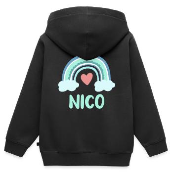 Nico Nom Rainbow Baby - Sweat Premium à capuche zippé enfant bio - noir - Dos - AI Model Kid Male (0cm)