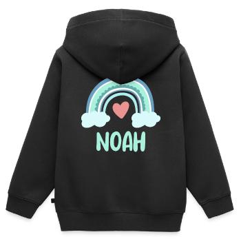 Noah Nom Rainbow Baby - Sweat Premium à capuche zippé enfant bio - noir - Dos - AI Model Kid Male (0cm)