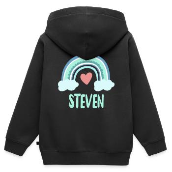 Steven Name Regenbogen Baby - Kinder Premium Organic Zip Hoodie - Schwarz - Hinten - AI Model Kid Male (0cm)