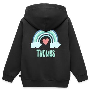 Thomas Name Rainbow Baby - Kids Premium Organic Zip-up Hoodie - black - Back - AI Model Kid Male (0cm)