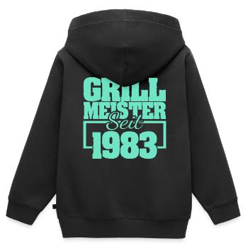 1983 - Kinder Premium Organic Zip Hoodie - Schwarz - Hinten - AI Model Kid Male (0cm)