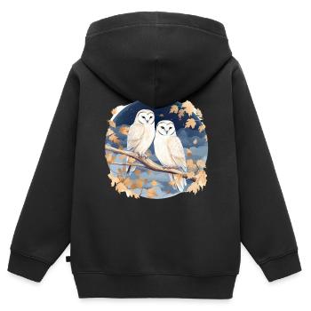Schleiereule Eulen für einen Eulen Fan - Kinder Premium Organic Zip Hoodie - Schwarz - Hinten - AI Model Kid Male (0cm)