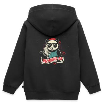 Podcaster - Kinder Premium Organic Zip Hoodie - Schwarz - Hinten - AI Model Kid Male (0cm)