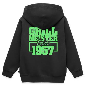 1957 - Kinder Premium Organic Zip Hoodie - Schwarz - Hinten - AI Model Kid Male (0cm)