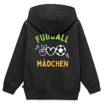 Fußball Mädchen spielen Fußballerin Mädchenfußball - Kinder Premium Organic Zip Hoodie - Schwarz - Hinten - AI Model Kid Male (0cm)