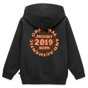 Original : 2019 - Sweat Premium à capuche zippé enfant bio - noir - Dos - AI Model Kid Male (0cm)