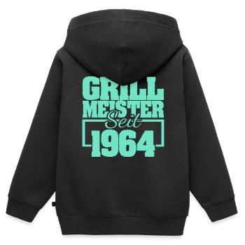 1964 - Kinder Premium Organic Zip Hoodie - Schwarz - Hinten - AI Model Kid Male (0cm)