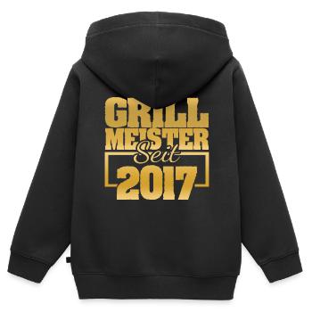 Grillfleisch 2017 - Kinder Premium Organic Zip Hoodie - Schwarz - Hinten - AI Model Kid Male (0cm)