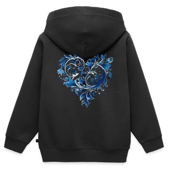 Valentinstag Herz Liebe Liebesbeweis Gefühle - Kinder Premium Organic Zip Hoodie - Schwarz - Hinten - AI Model Kid Male (0cm)