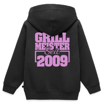 2009 - Kinder Premium Organic Zip Hoodie - Schwarz - Hinten - AI Model Kid Male (0cm)