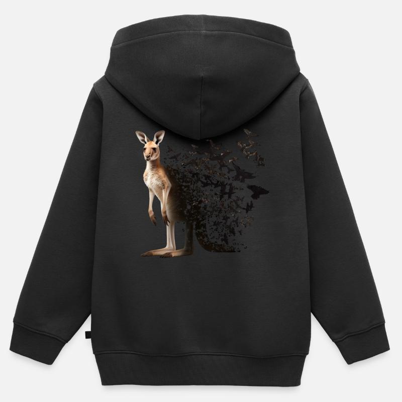 Kangourou - Sweat Premium à capuche zippé enfant bio - noir