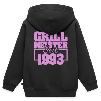 1993 - Kinder Premium Organic Zip Hoodie - Schwarz - Hinten - AI Model Kid Male (0cm)