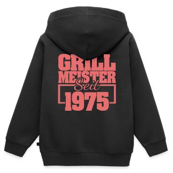 1975 - Kinder Premium Organic Zip Hoodie - Schwarz - Hinten - AI Model Kid Male (0cm)