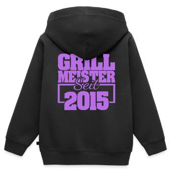 2015 - Kinder Premium Organic Zip Hoodie - Schwarz - Hinten - AI Model Kid Male (0cm)