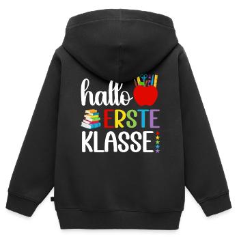 Schulkind 2024 Mädchen Regenbogen Einschulung 2024 - Kinder Premium Organic Zip Hoodie - Schwarz - Hinten - AI Model Kid Male (0cm)