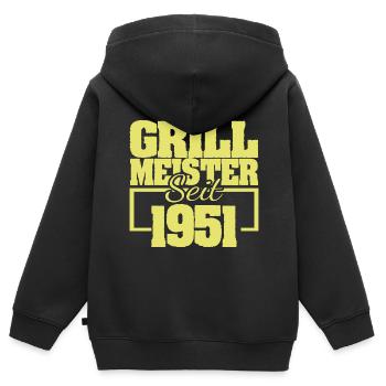 1951 - Kinder Premium Organic Zip Hoodie - Schwarz - Hinten - AI Model Kid Male (0cm)